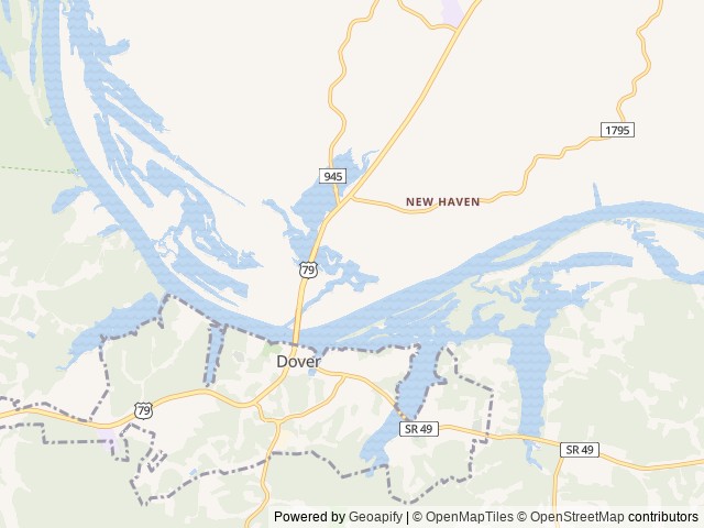 Map of Dyers Creek location at Dover, TN, United States