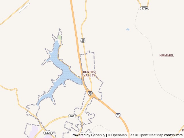 Map of Music Valley RV Park at Renfro Valley location at Mount Vernon, KY, United States