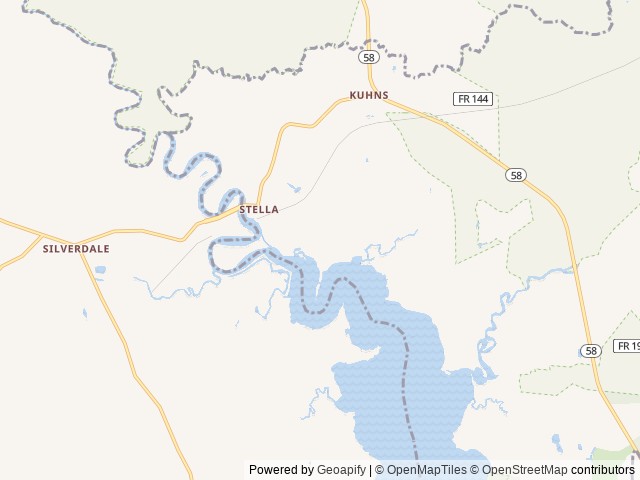 Map of White Oak Shores Camping & RV Resort location at Stella, NC, United States