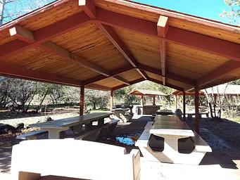 Shaded picnic area.