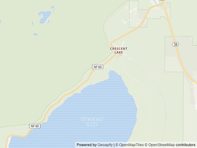 Map of Crescent Lake Yurts location at Crescent, OR, United States