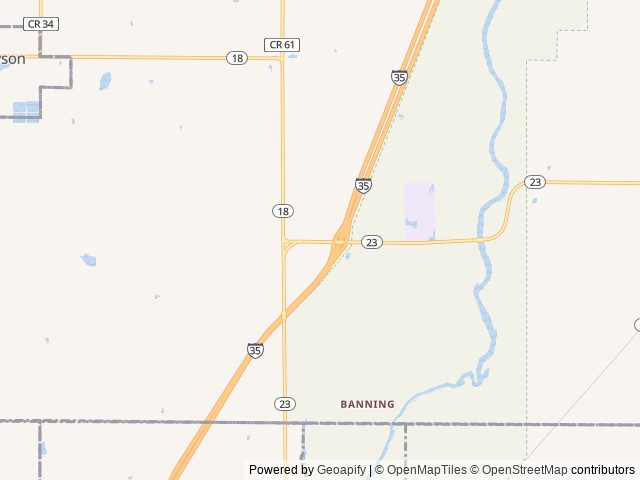 Map of Banning RV Park and Campground location at Finlayson, MN, United States