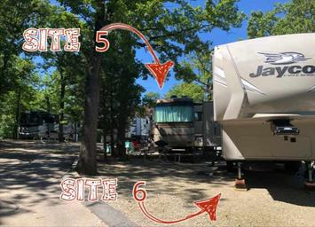 Buddy RV sites side by side at Branson Shenanigans RV Park