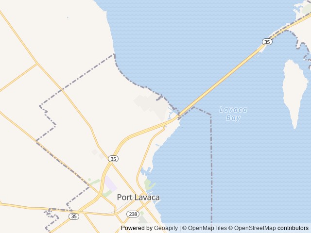Map of Lighthouse Beach RV Park location at Port Lavaca, TX, United States