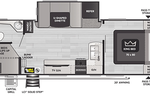 30’ RV,  King bed, Bunk Beds, Big kitchen
