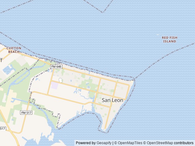 Map of Gulf Shores RV Park and Resort location at San Leon, TX, United States