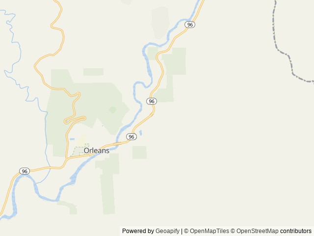 Map of Pearch Creek Campground location at Orleans, CA, United States