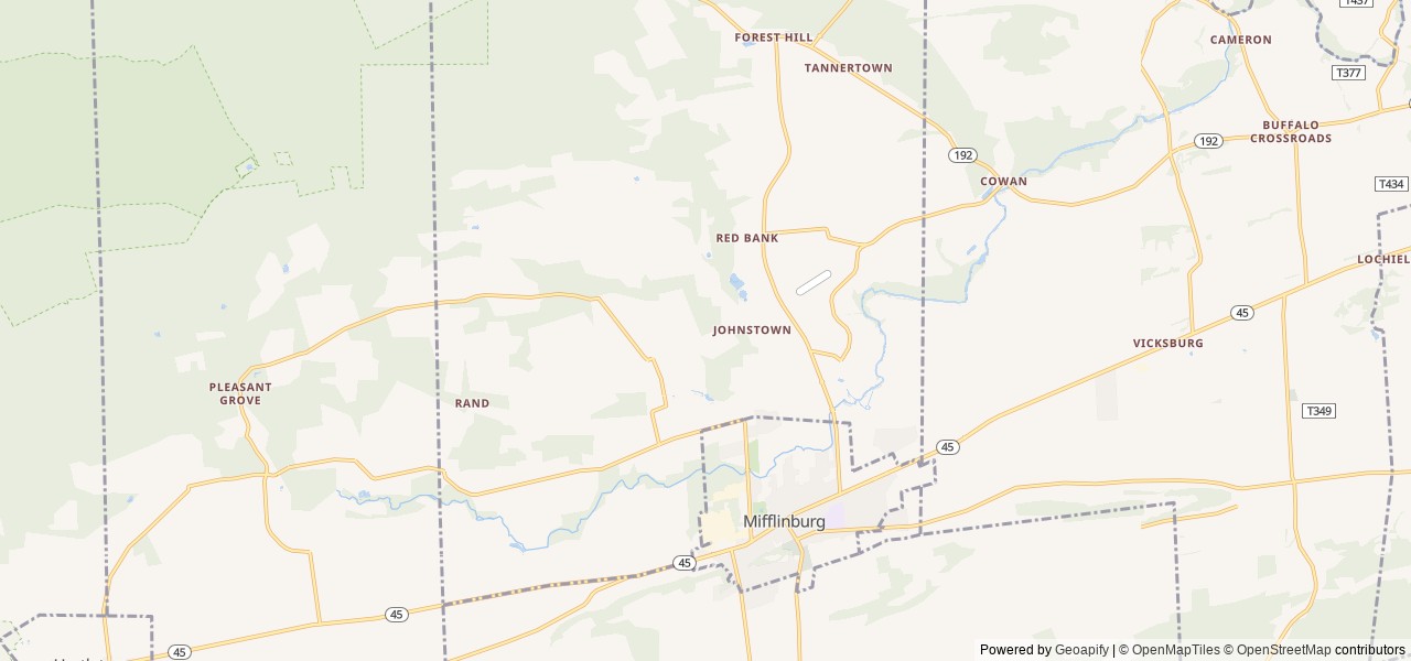 Map for 2022 Sabre 37FBT near Mifflinburg, PA