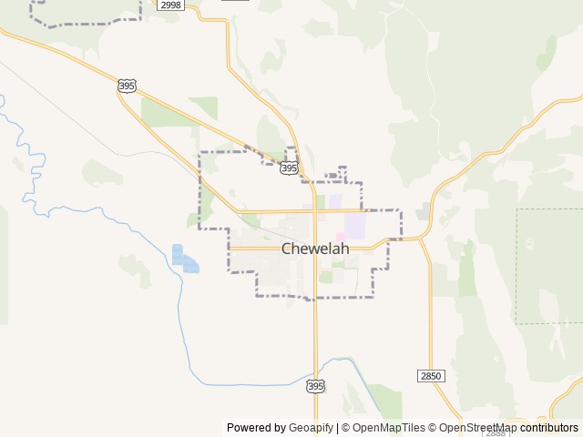 Map of Chewelah City Park location at Chewelah, WA, United States