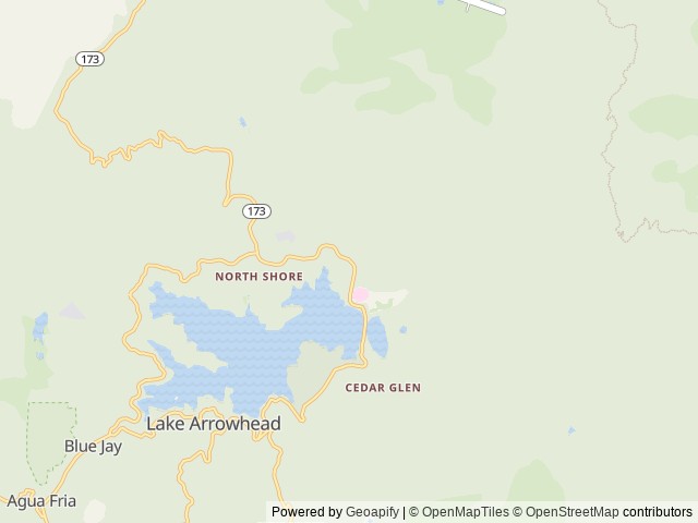 Map of North Shore (CA) location at Fawnskin, CA, United States