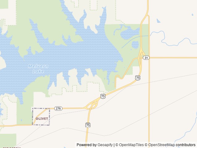 Map of Coeur D'alene location at Melvern, KS, United States