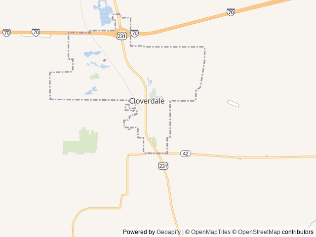 Map of Cataract Lake Cabins and Camping location at Cloverdale, IN, United States