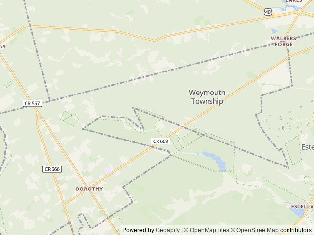Map of Mays Landing Campground location at Estell Manor, NJ, United States