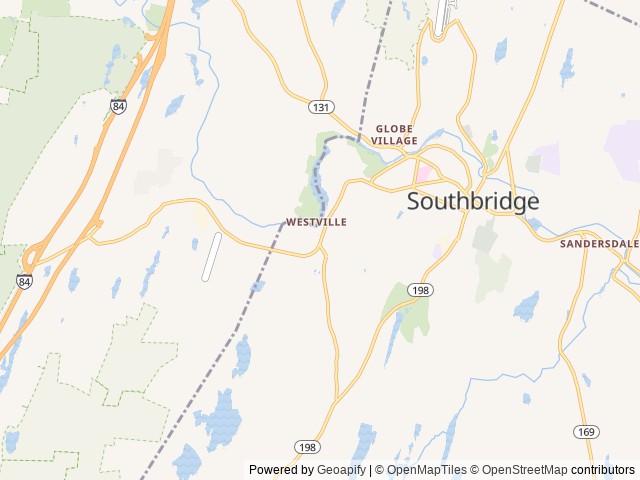 Map of Westville Recreation Area location at Fiskdale, MA, United States