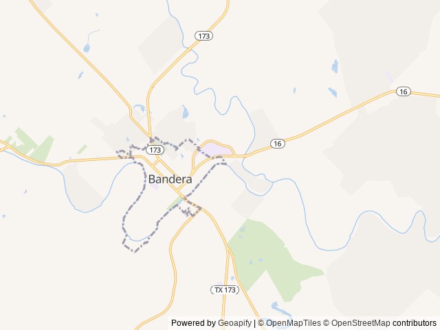 Map of Bandera Star Riverfront Camping and RV Resort location at Bandera, TX, United States