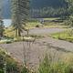 Tent pad for the group site viewing lake.