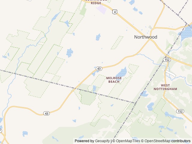 Map of Saddleback Campground location at Northwood, NH, United States