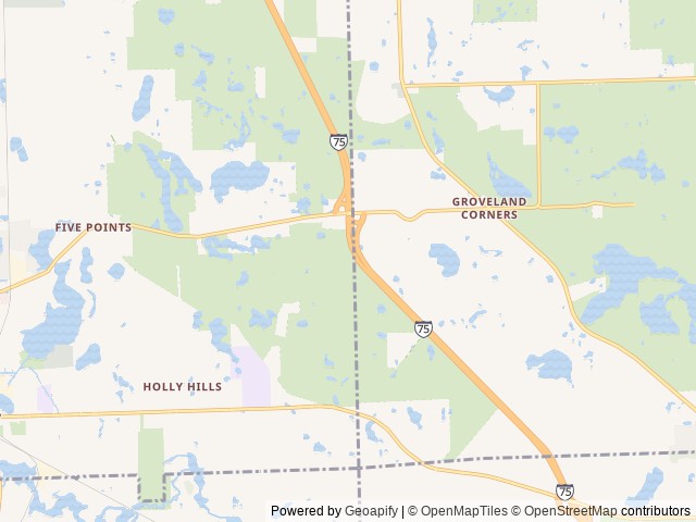 Map of Holly Campground location at Holly, MI, United States