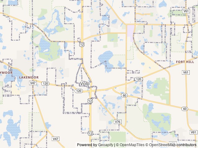 Map of Fish Lake Beach Camping Resort location at Volo, IL, United States