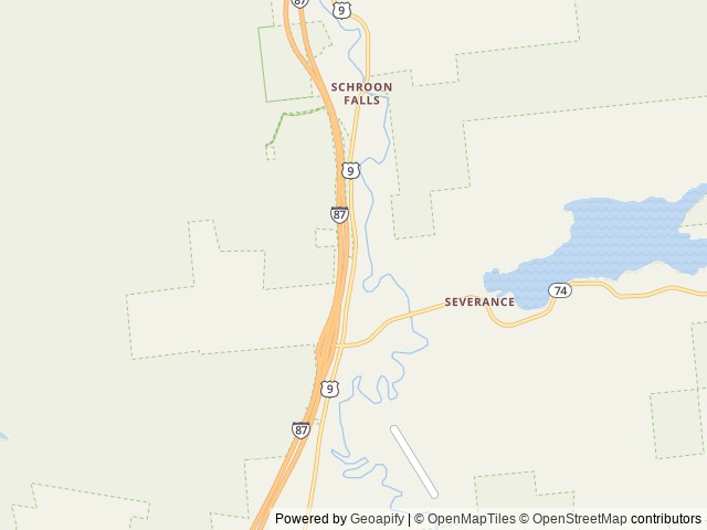 Map of Medcalf Acres Riverfront Campground location at Schroon Lake, NY, United States