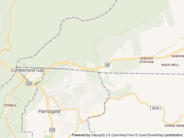 Map of Wilderness Road Campground location at Ewing, VA, United States