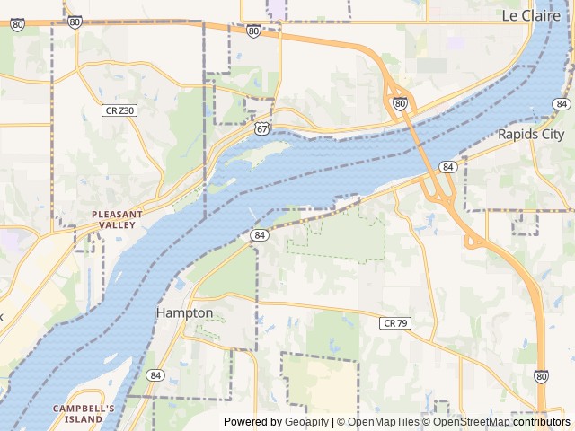 Map of Fishermans Corner location at East Moline, IL, United States