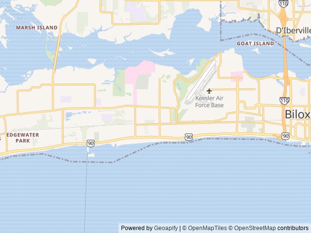 Map of Biloxi Beachside RV Park location at Biloxi, MS, United States