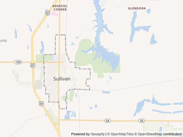 Map of Sullivan County Park & Lake location at Sullivan, IN, United States