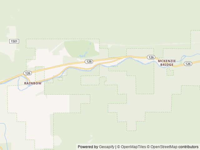 Map of Ice Cap Campground location at Blue River, OR, United States