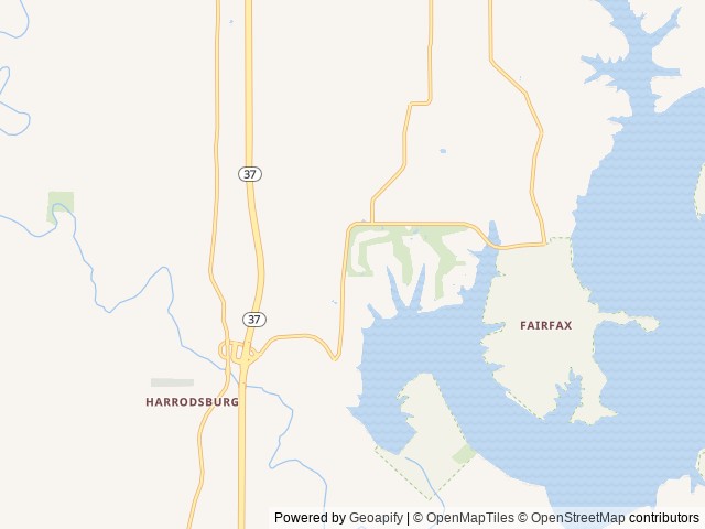 Map of Yogi Bear's Jellystone Park At Lake Monroe location at Bloomington, IN, United States