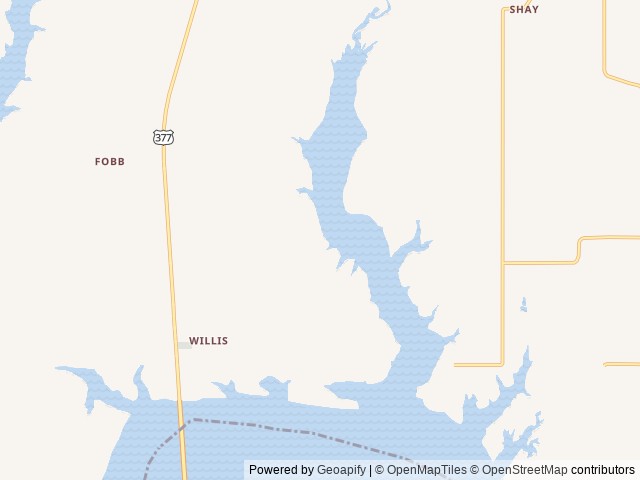 Map of Buncombe Creek location at Kingston, OK, United States