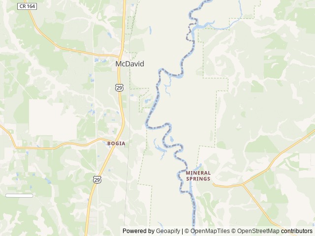 Map of Mystic Springs location at Mc David, FL, United States