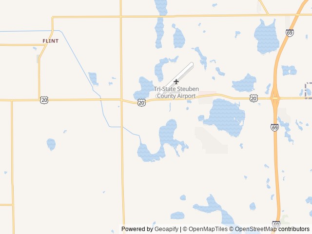 Map of Angola / Hogback Lake KOA Holiday location at Angola, IN, United States