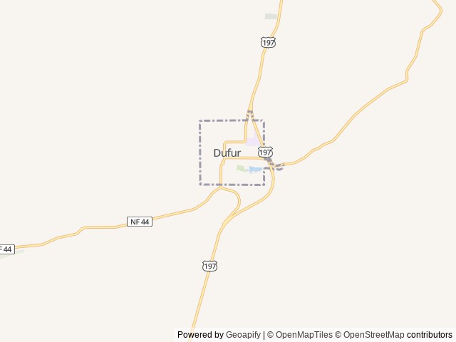 Map of Clear Lake Cabin Lookout location at Dufur, OR, United States