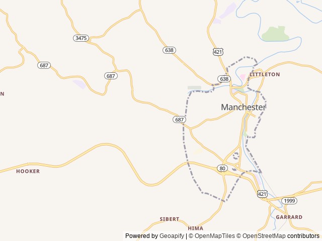 Map of Cross Mountain Campground location at Manchester, KY, United States