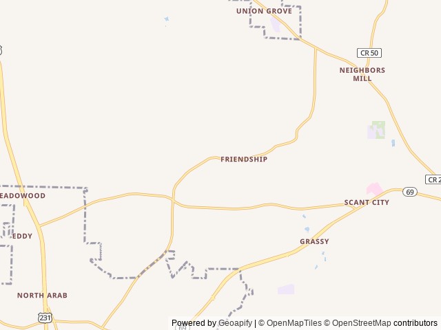 Map of Lake Guntersville RV Park location at Guntersville, AL, United States