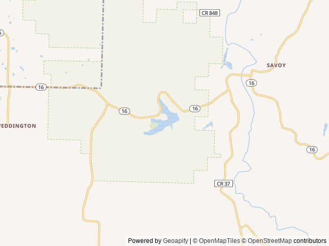 Map of Lake Wedington location at Fayetteville, AR, United States