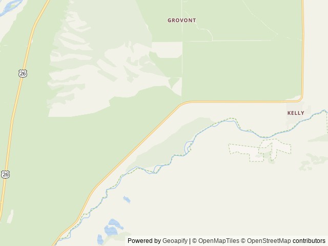 Map of Gros Ventre Campground location at Kelly, WY, United States