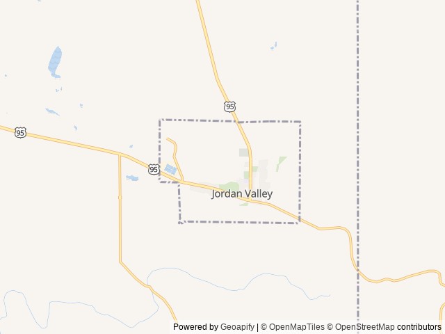 Map of Sunny Ridge RV Park location at Jordan Valley, OR, United States