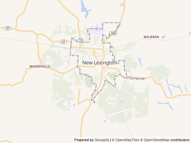 Map of King's Cabins location at New Lexington, OH, United States