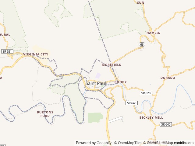 Map of Camp Mountventures location at St. Paul, VA, United States