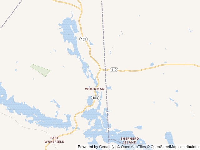 Map of Woodman Lake Campground location at Wolfeboro, NH, United States