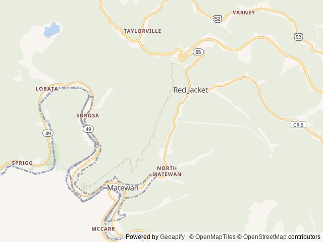 Map of Coal Camp Lodging location at Matewan, WV, United States