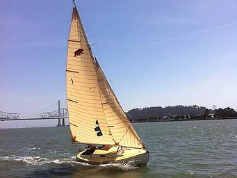 Bear Boat "The Merry Bear" one of the small crafts in the park's historic collection, sailing on San Francisco Bay