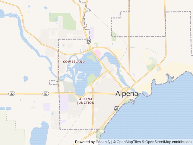 Map of Alpena County Fairgrounds location at Alpena, MI, United States