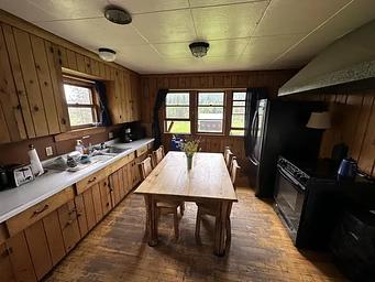 Historic forest service cabin kitchen area.