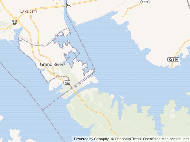 Map of Canal location at Grand Rivers, KY, United States