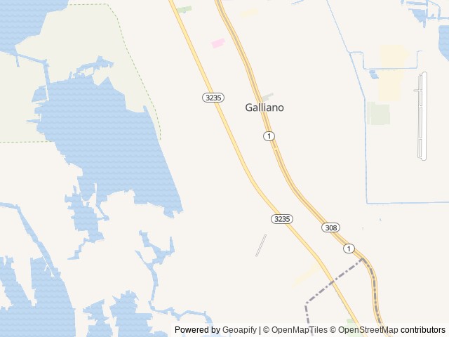 Map of Oasis RV Resort location at Galliano, LA, United States
