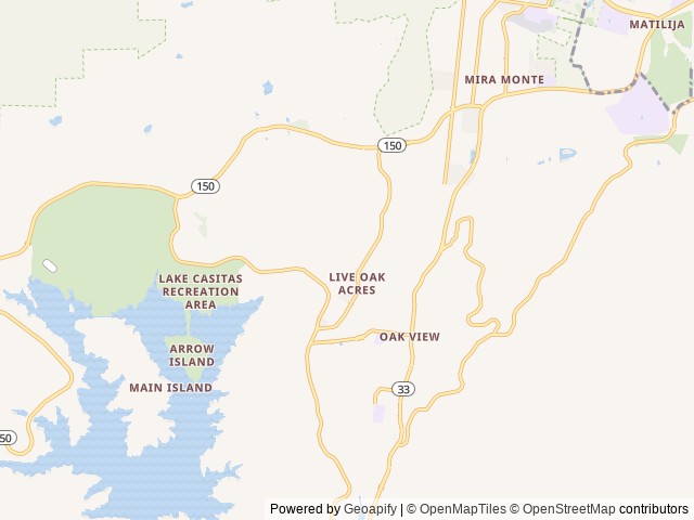 Map of Ventura Oaks location at Oak View, CA, United States