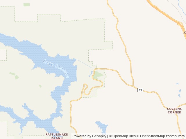 Map of Warm Springs Rec Area location at Geyserville, CA, United States